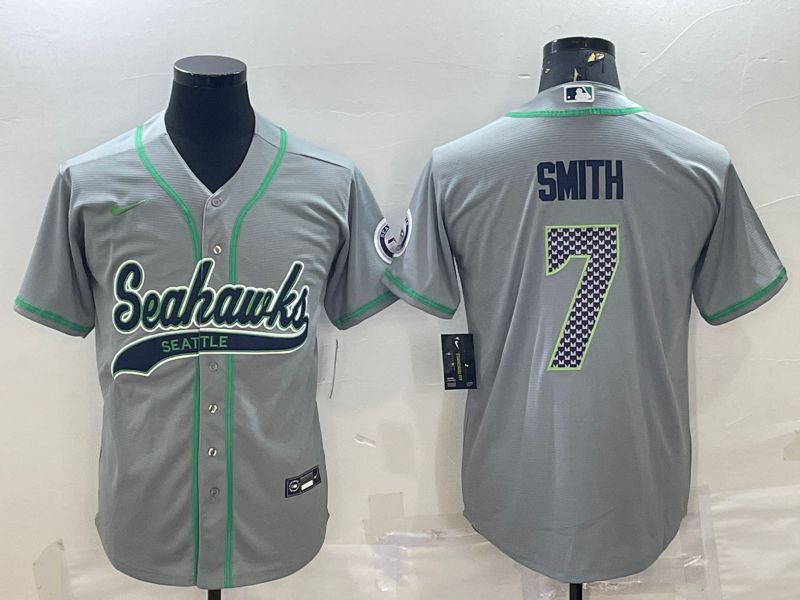 Men Seattle Seahawks 7 Smith Grey 2022 Nike Co branded NFL Jersey